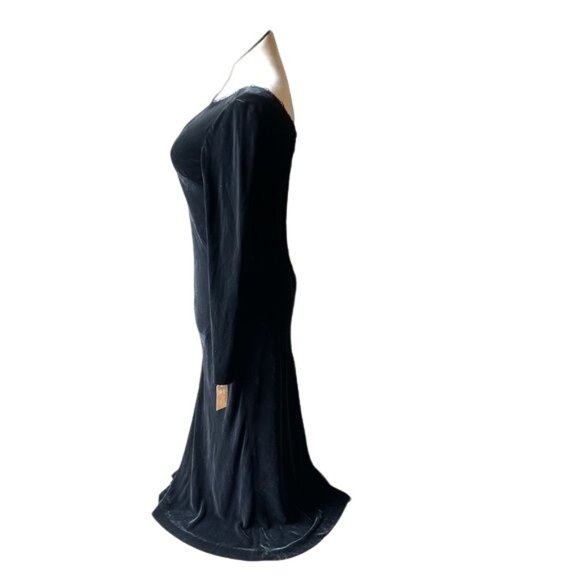 NWT 90’s Vintage $495 DKNY Bergdorf Goodman Black Velvet Beaded Gown Silk Blend - Picture 3 of 13